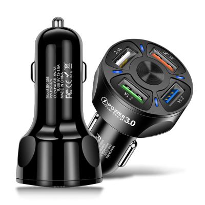 China Mobile Phone/Tablet/MP3/MP4/other USB 4 Ports USB Car Phone Charger Adapter QC 3.0 Universal Fast Fast Charging Car Charger for sale