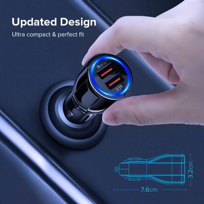 China Mobile Phone Tablet Charging QC3.0 Dual Usb Car Charger For Mobile Phone Fast Charger Adapter for sale