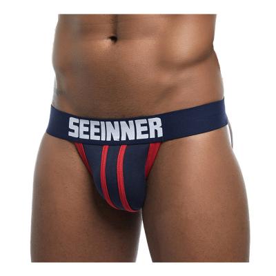 China Breathable Mens Transparent Briefs Homme Slips OEM Custom Printing Men's Jockstrap Sexy Cup Sports Underwear for sale