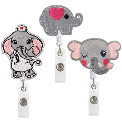 China Acrylic Retractable Badge Reel Holder for Nurse Felt Elephant ID Badge Reel Clip for sale