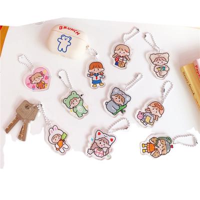 China Promotion Gift Airpods Decorative Pendant Cute Girl Transparent Acrylic Key Chain Customized for sale