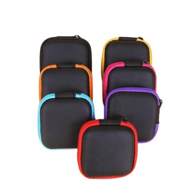 China PU+EVA 5 Colors Earbud Carrying Case Storage Box EVA Square Earphone Case For Mobile Phone Headphone USB Cable for sale