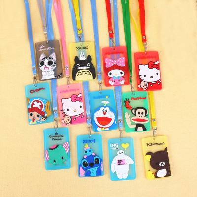 China Cute Fashion Cartoon ID Card Holder Card Case Badge Collar Neck Strap Lanyard for sale