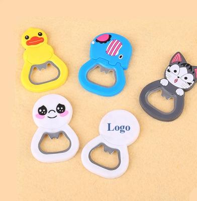 China Stocked Promotional Gifts Cartoon Soft Style PVC Bottle Opener Custom Logo for sale