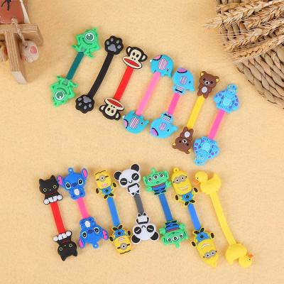 China With Button Customized Logo Printing 3D Animals Wire Winder Clip Earphone Earphone Winder for sale