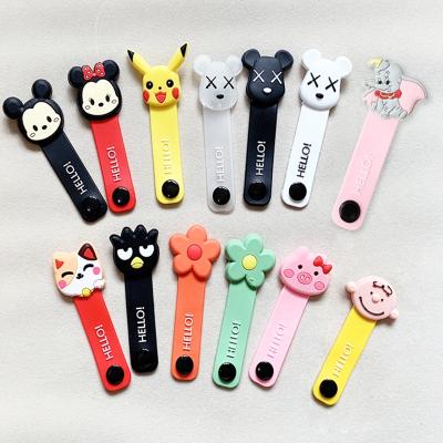 China With Button Custom 3D Cartoon PVC USB Earphone Cable Winder Cute Cable Winder Clip for sale