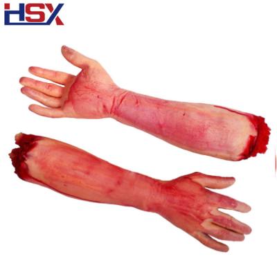 China Bloody Horror Latex Prop And Realistic Wholesale Halloween Party Decoration Large Adult Size Hands One Pair for sale