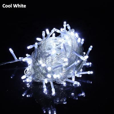 China PVC+Copper Wire+LED Christmas Tree Lights 33ft 100 LED String Lights 10m 110V 220V Plug In Christmas Lights 8 Modes For Tree Wedding Party Decoration for sale