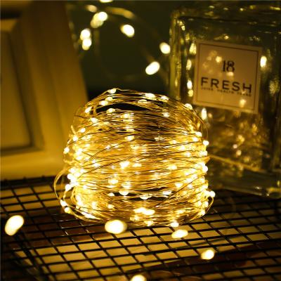 China Copper Wire Lights Led String Lights 100 LED Christmas Decorative Fairy Battery Operated String Lights Copper Wire Lights For Bedroom Wedding for sale