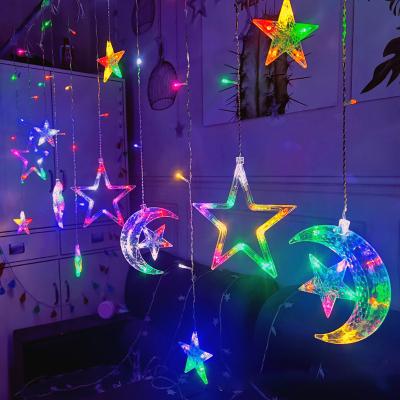 China Outdoor Garland Fairy Lights String Star Lamp Curtain Decor Christmas Lights LED Star Curtain Lights for Party Holiday Wedding New Year Decoration for sale