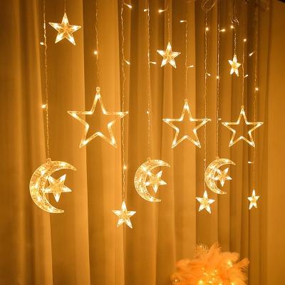 China Ramadan Flash/steay 2022 Indoor Light Curtain 3.5m 138LEDS 8 Modes Bedroom Decoration Room Flashing Gifts Moon Star Moon Fairy Lights for sale