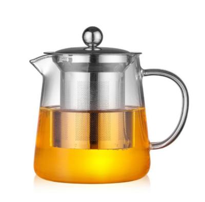 China Wholesale Borosilicate Viable Heat Resistant Clear Tea Maker Glass Teapot Glass Tea Cup Set for sale