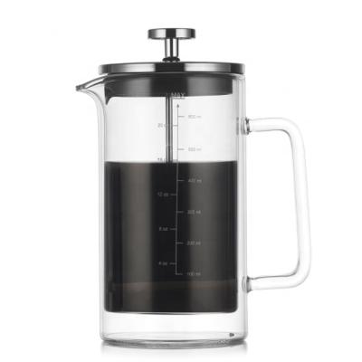 China Sustainable 300ml 600ml Double Wall Coffee Maker Glass Coffee Jar Wholesale French Press for sale