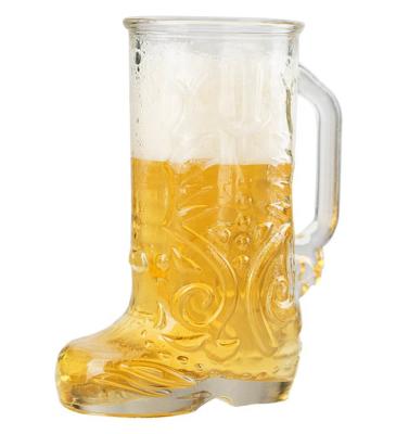 China CLASSIC 20oz Boot Shaped Beer Glass With Handle Drinking Glass Mug Tumbler for sale