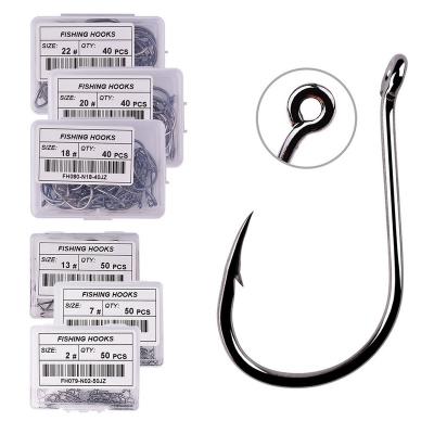 China Size 2-22# Ring Eye Japan Hooks High Carbon Steel 50pcs/20pcs/20pcs Carp Eyed Fish Hook Box Circle Single Jig Fish Hook Tackle for sale