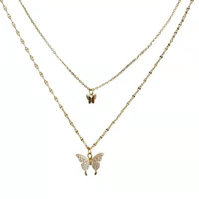 China CLASSIC female soft high-grade butterfly fashion Double-layer temperament simple clavicle collar for sale