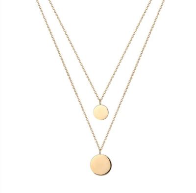 China 2021 romantic hot selling simple double layer disc metal necklace waist sequin necklace fashion multilayer pendant accessories for sale