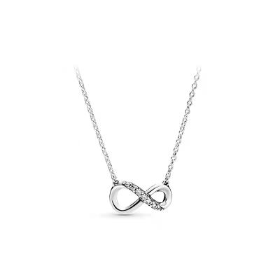 China Fashionable Vintage Unmatched Design Bow Knot Stainless Steel Necklace With Silver Color Micro Zircon Necklace For Women for sale