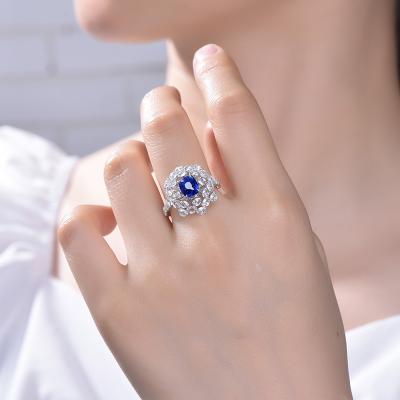 China Romantic Luxury Big Stone Jewelry With Price 925 Sterling Silver Natural Blue Tourmaline Ring Engagement Ring for sale