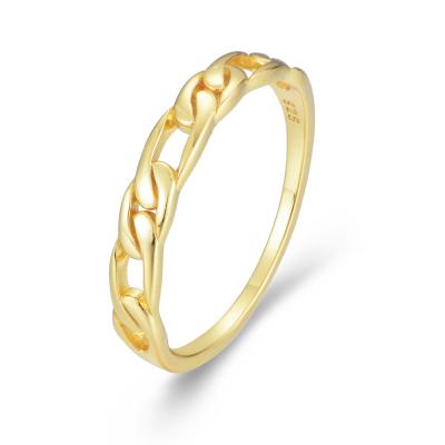 China CLASSIC High Quality Hip Hop Fashion Rings 14K Gold Real Women Marry Ring Sanillo Women Simplicity Link Chain Ring for sale