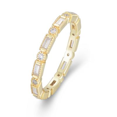 China CLASSIC Fine Jewelry 14K Gold Plated s925 Sterling Silver CZ Simulated Diamond Stackable Ring Eternity Bands CZ Zircon Rings For Women for sale