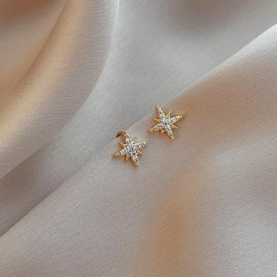 China Fashionable CLASSIC New Products and Stylish Six-Point Star Diamond Ear Clip Wrap Around 14K Micro Gold Plated Earrings for sale