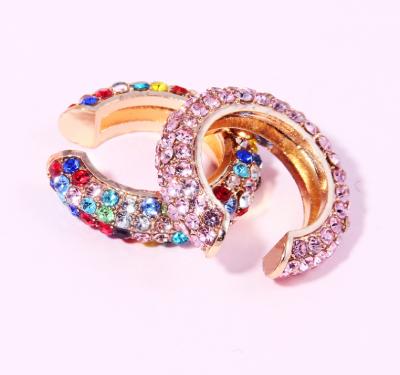 China CLASSIC Rainbow Color Wholesale Fashion Gems Non-Puncture Colorful Real Ear Jewelry 18k Gold Plated Brass Ear Cuff Wrap Clips for sale