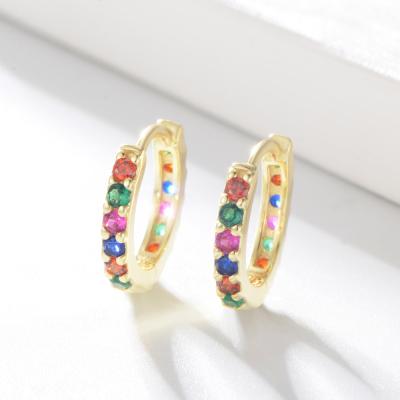 China CLASSIC New Design Fashion Cartilage Earrings Silver Zircon Pave Set Different Color Diamond Hoop Earrings For Girls for sale