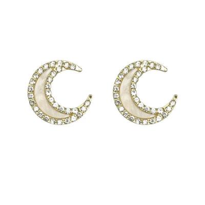 China Cute Hot Selling Korean Silver CIA Zircon Stud Earring 925 Sterling Silver Moon Stud Earrings For Women Personality for sale