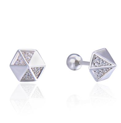 China CLASSIC 2021 new design s925 new design s925 CLASSIC 2021 silver hexagonal earrings women's simple diamond-studded student girl earrings for sale