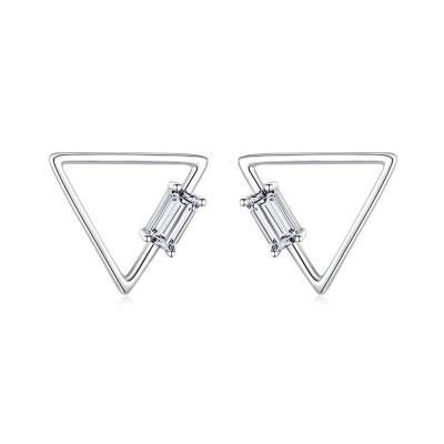 China 2021 CLASSIC triangle s925 sterling silver earrings set simple hollow personality diamond light luxury geometric earrings for sale