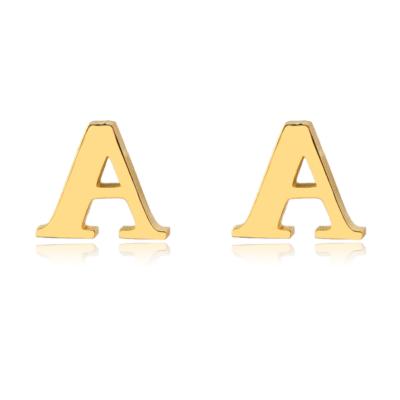 China A-Z Stainless Steel Personalized Tiny Alphabet Stud Earrings Women Initial Letter Fashion Jewelry Wholesale Cute Stud Earrings for sale