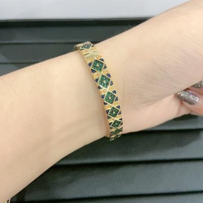 China Adjustable Round Bracelet S925 Sterling Silver Bangle Wholesale CLASSIC Jewelry 3mm Diamond Woman Green Moissanite CZ Tennis for sale