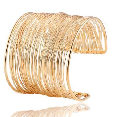 China Wholesale TRENDY Plain 24ct Gold Wide Fashion Punk Bracelet For Women Exaggerated Personality Bangle Cuff Bracelet Statement Jewelry for sale