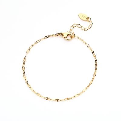 China CLASSIC Minimalist Women Anklet Design Water Resistant 18k Gold Plated Sailor Link Chain Anklet 5mm Flat Wide Anklet for sale