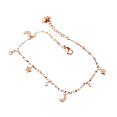 China 2021 Fashion Romantic Anklet Jewelry Multiply Fancy Gold Plated Star And Moon Chain Anklet For Women for sale