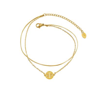 China 2021 Chinese style street fashion retro fashion jewelry 18K gold fashion hot selling anklet chain all-match simple style temperament for sale