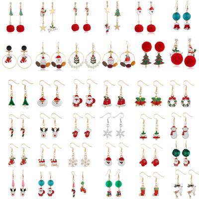 China Wholesale Cute Diy Gold Color Plated Tassel Charm Creative Snowman Santa Claus Earring Jewelry Christmas Series Enamel Bell Set for sale