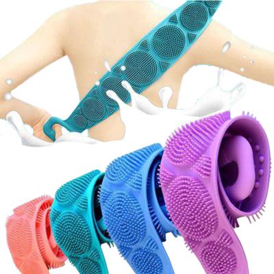 China EXFOLIATE 70cm Silicone Brushes Body Wash Scrubber Shower Exfoliating Belt Removes Silicone Bath Towel Bath Shower Wash Body Back Belt for sale