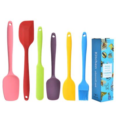 China Viable New Arrival Colorful Silicone Spatula Set 6 Pieces Silicone Cream Spatula Playbrush Baking for sale