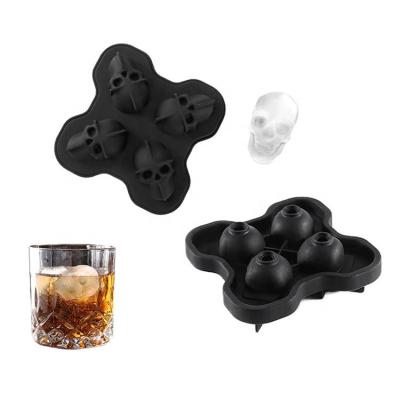 China Amazon Hot Selling Halloween Shape Design Custom Mini Freezer Chocolate Whiskey Silicone Skeleton Ice Cube Viable From Amazon Tray For Wine Bar Tools for sale