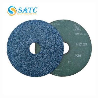 China Heavy Stock Removal SATC 4.5 x 7/8 Inch Spindle Hole Zirconia Resin Fiber Center Hole Sanding Wheels Fiber Disc for sale