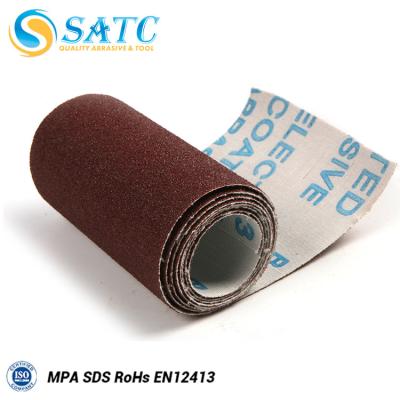 China SATC 115mmx50m Paper Roll Aluminum Oxide Abrasive Emery Cloth Non Woven Abrasive Polishing Sanding Roll for sale