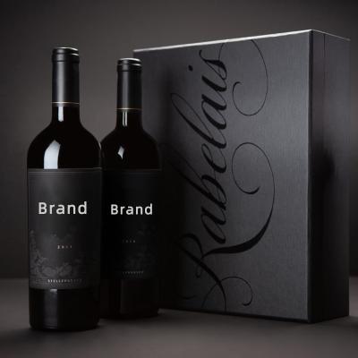 China Handmade Custom Matt Black Cardboard Champagne Whiskey Red Wine Gift Packaging Boxes for sale