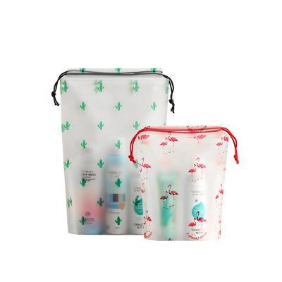 China Recyclable Biodegradable Bag PVC Plastic Drawstring Bag Frosted Custom Printing EVA Clothing Packaging Bag for sale