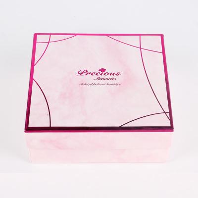 China Recycled Materials Square Pink Art Paper Boxes Recycled Gift Custom Printing Soft Paper Box With Your Own Logo for sale