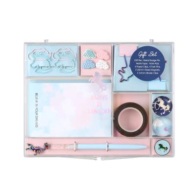 China Dreamy Exquisite Unicorn Complete Set Kids Student School Office Supplies Stationery Gift Set for sale