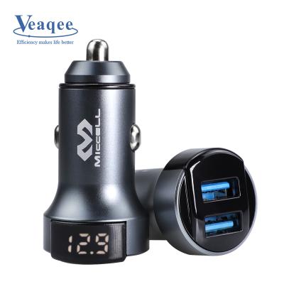 China Mobile Phone/Tablet/Camera/PDA/MP3 Miccell Car Charger Dual USB Ports Fast Car Charger With LED Display Car Battery Chargers Fast Charging for sale