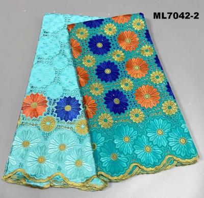 China Viable Swiss Embroidery Lace For Bazin Riche Brode Robe Femme Fabric 2.5+2.5 yards for sale