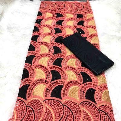 China Nigeria viable swiss dry lace for making closure with damask shadda bazin riche 2.5+2.5/set for sale